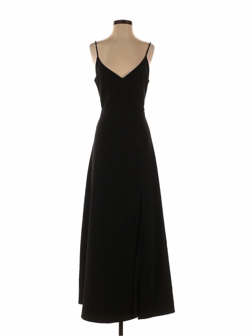 NICHOLAS Black Spaghetti-Strap V-Neck formal gown